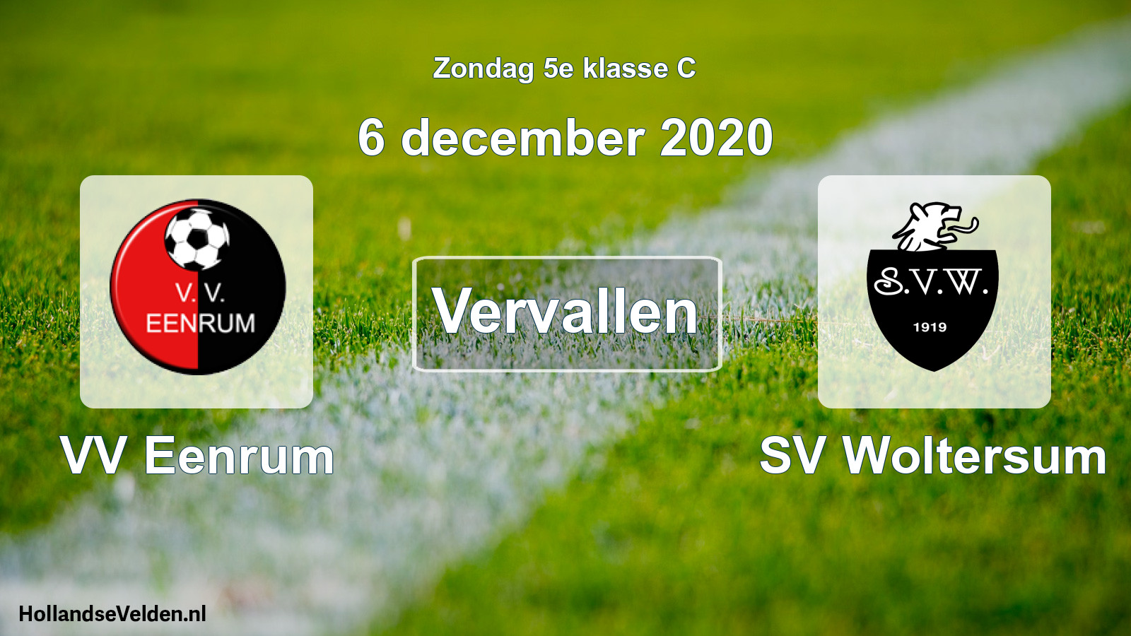 Scheduled Match: VV Eenrum - SV Woltersum (6 December 2020)