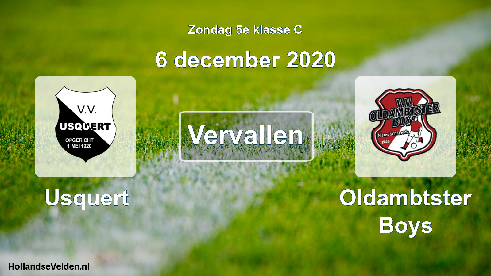 Scheduled Match: Usquert - Oldambtster Boys (6 December 2020)