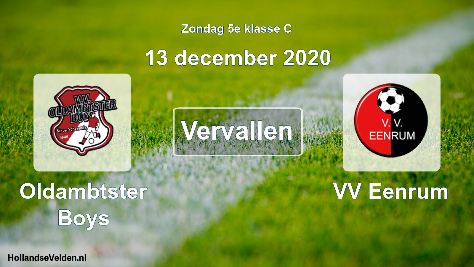 Scheduled Match: Oldambtster Boys - VV Eenrum (13 December 2020)