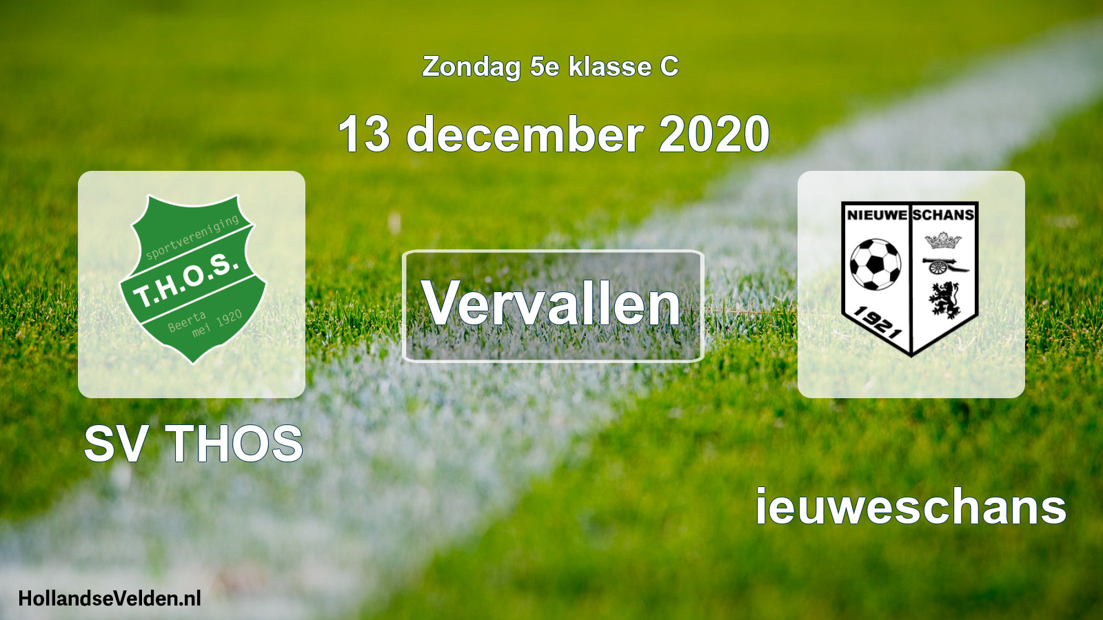 Scheduled Match: SV THOS - Nieuweschans (13 December 2020)