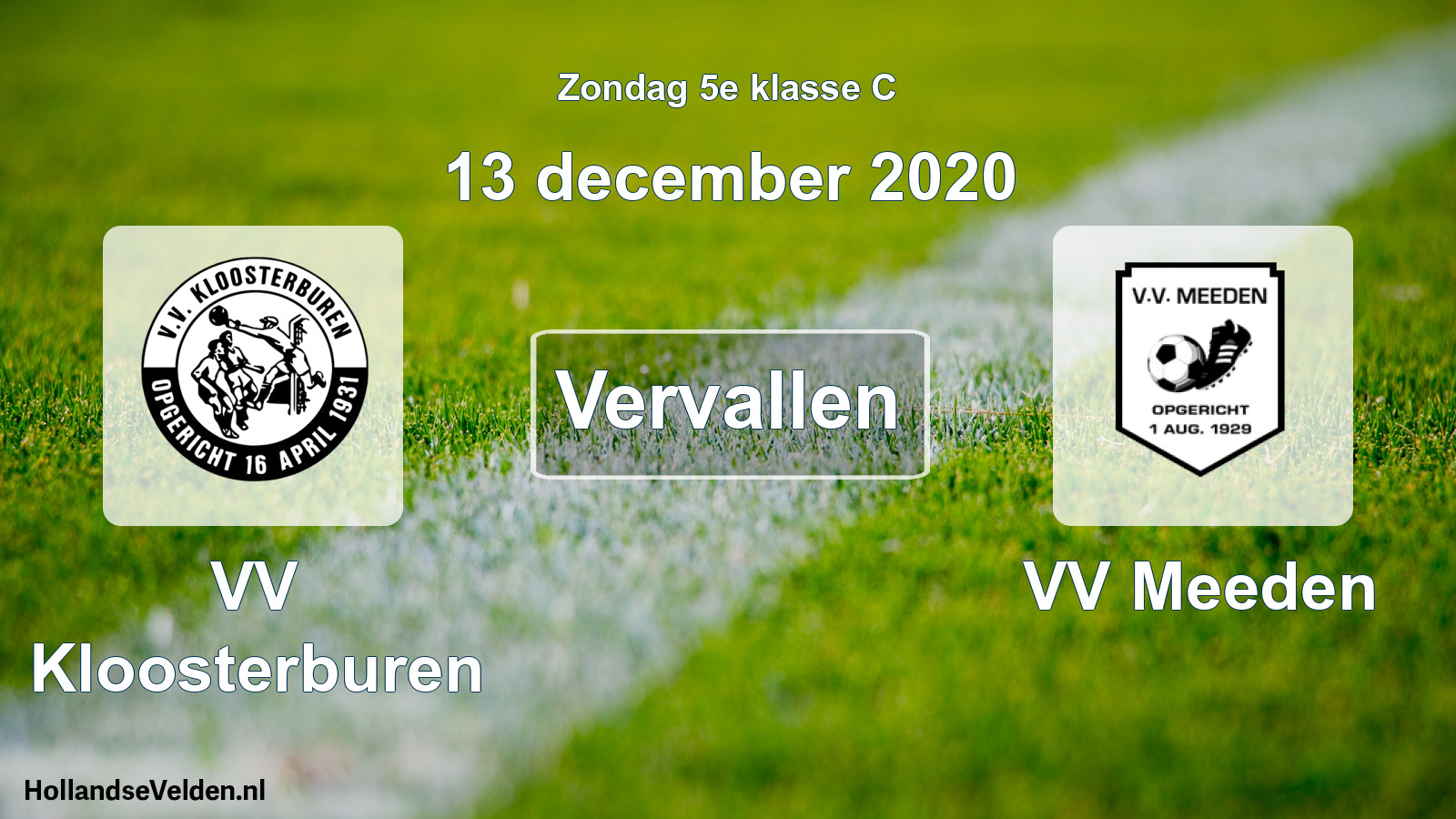 Scheduled Match: VV Kloosterburen - VV Meeden (13 December 2020)