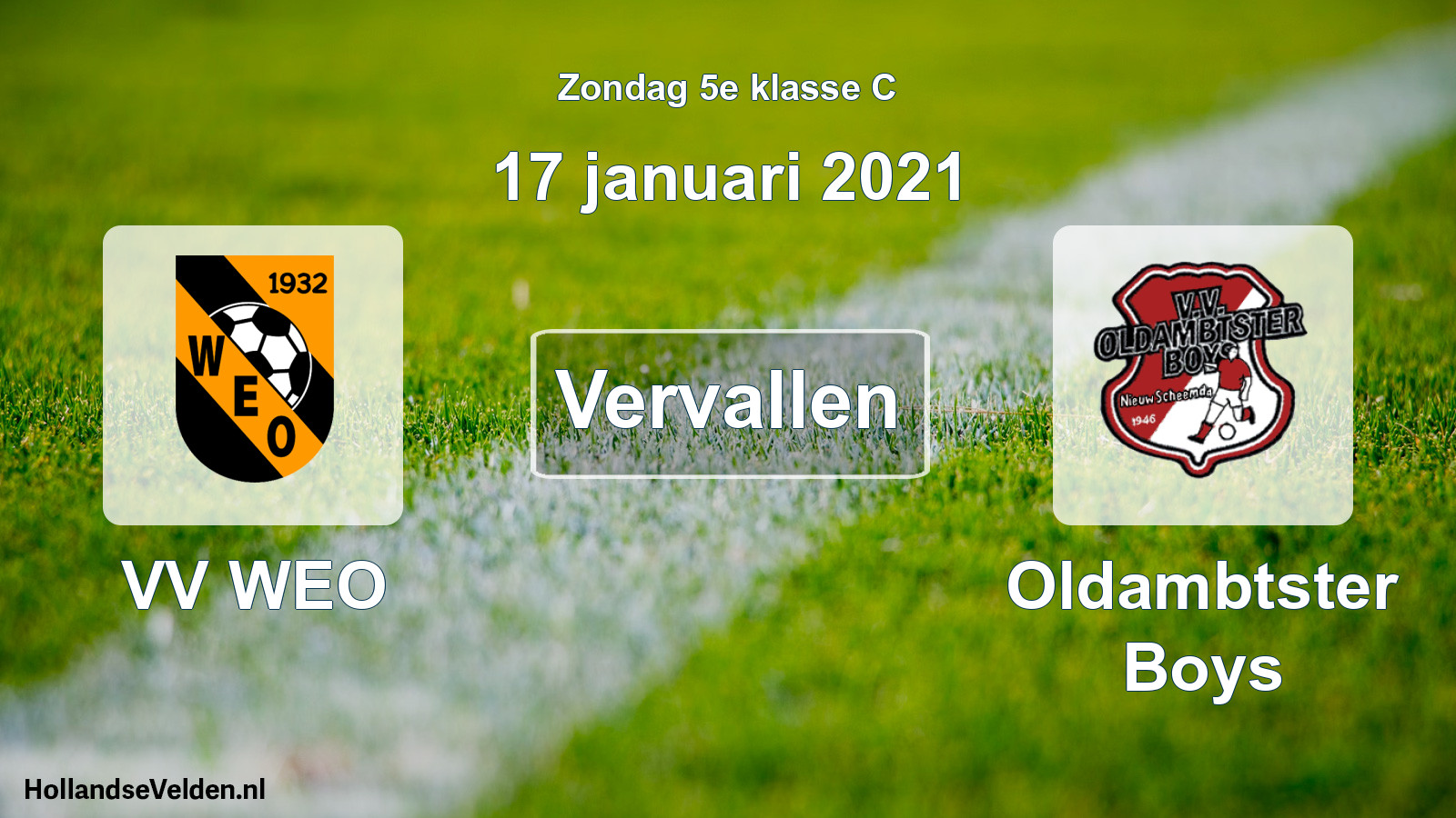 Scheduled Match: VV WEO - Oldambtster Boys (17 January 2021)