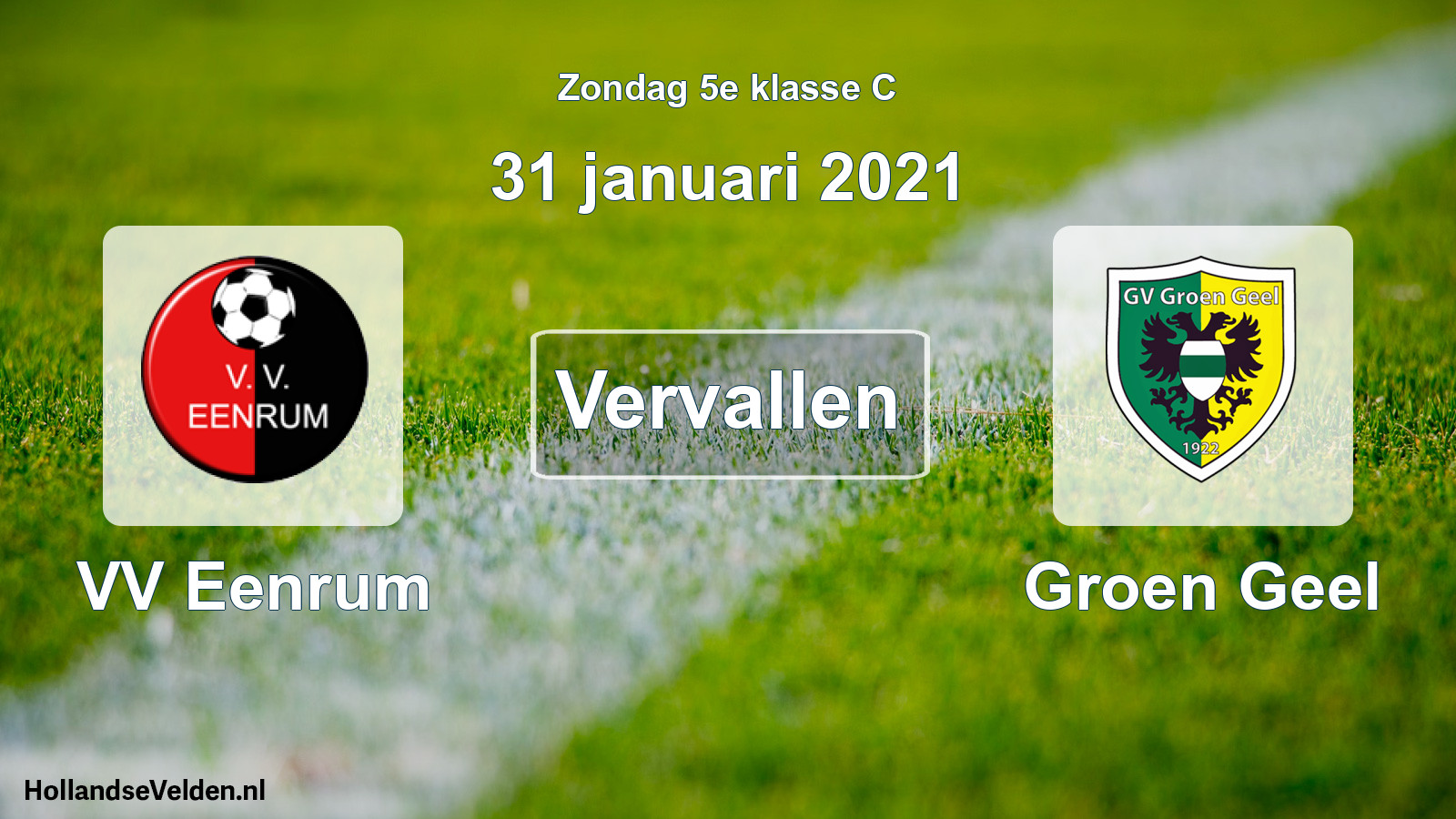 Scheduled Match: VV Eenrum - Groen Geel (31 January 2021)