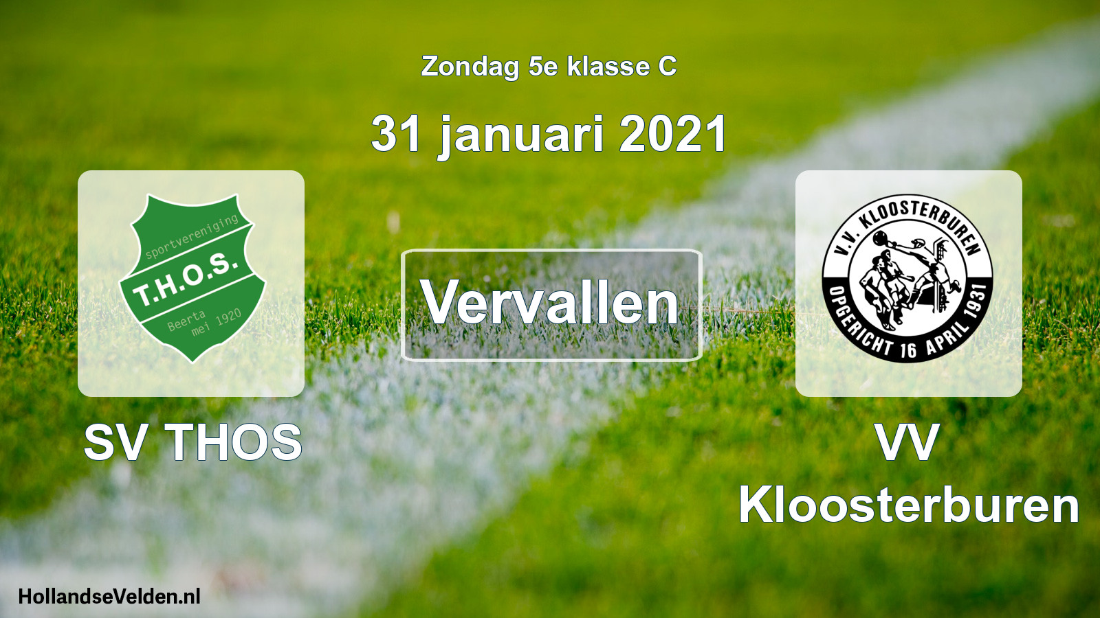 Scheduled Match: SV THOS - VV Kloosterburen (31 January 2021)