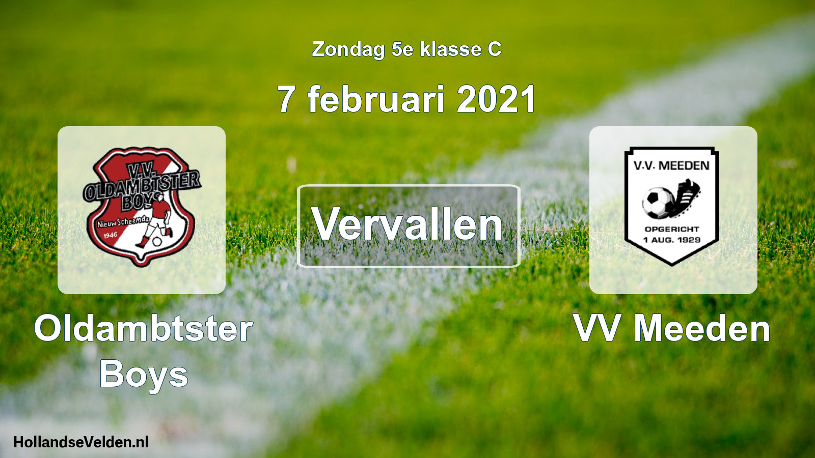 Scheduled Match: Oldambtster Boys - VV Meeden (7 February 2021)