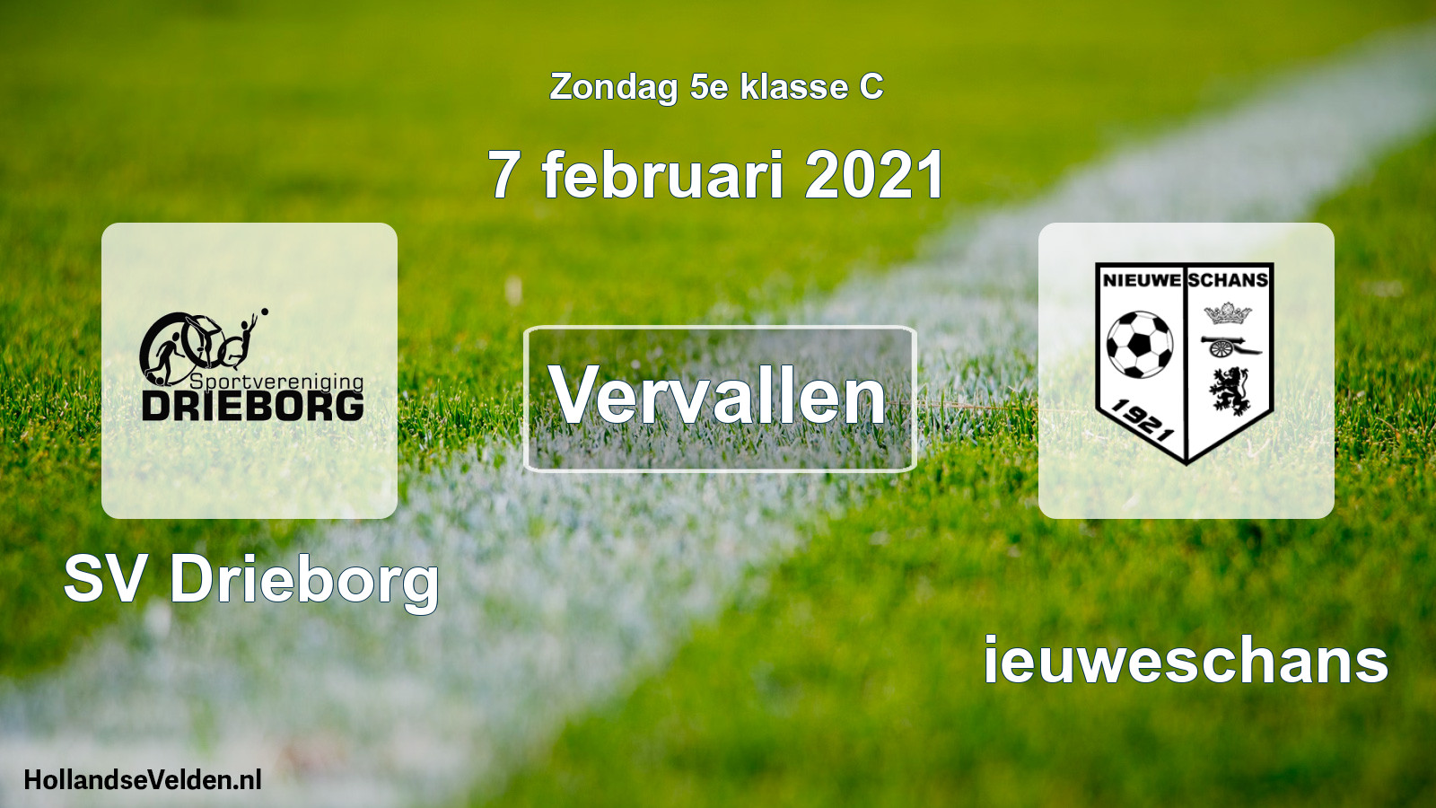 Scheduled Match: SV Drieborg - Nieuweschans (7 February 2021)