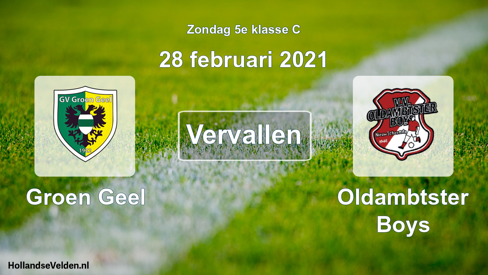 Scheduled Match: Groen Geel - Oldambtster Boys (28 February 2021)