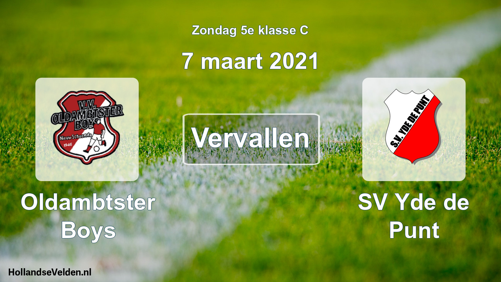 Scheduled Match: Oldambtster Boys - SV Yde de Punt (7 March 2021)