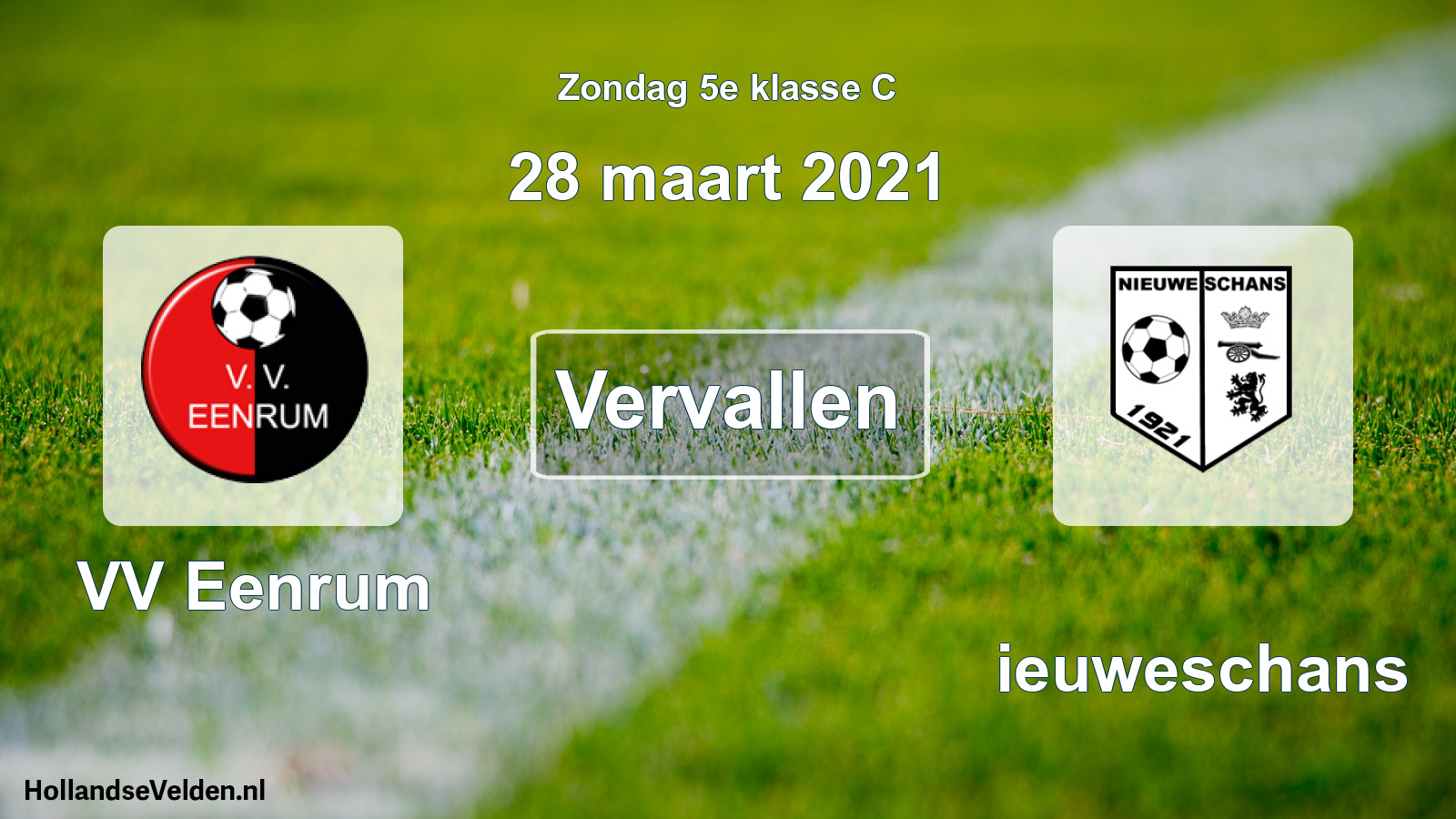 Scheduled Match: VV Eenrum - Nieuweschans (28 March 2021)