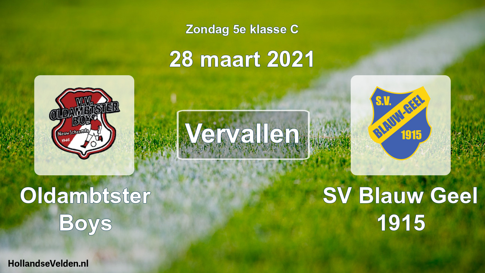 Scheduled Match: Oldambtster Boys - SV Blauw Geel 1915 (28 March 2021)