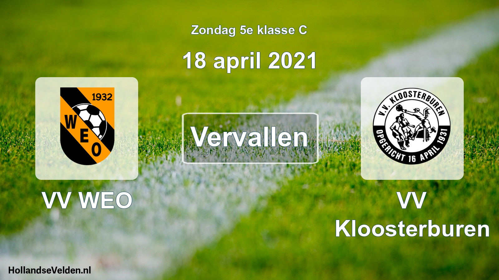 Scheduled Match: VV WEO - VV Kloosterburen (18 April 2021)
