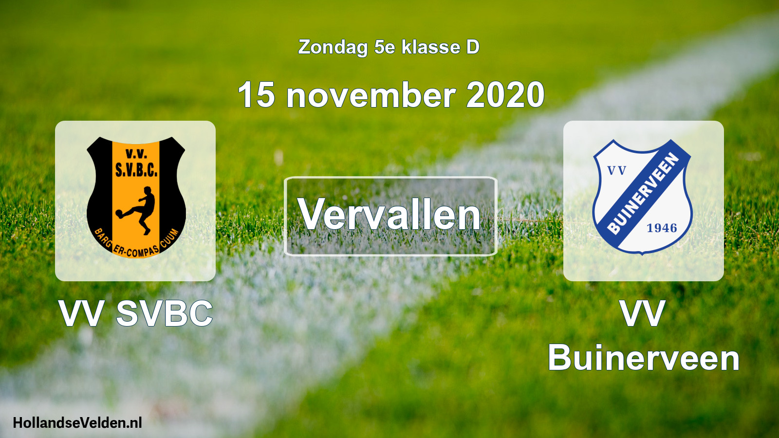 Scheduled Match: VV SVBC - VV Buinerveen (15 November 2020)