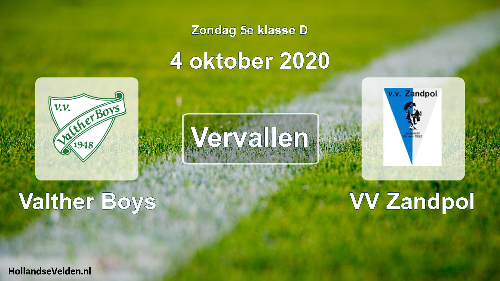 Scheduled Match: Valther Boys - VV Zandpol (4 October 2020)