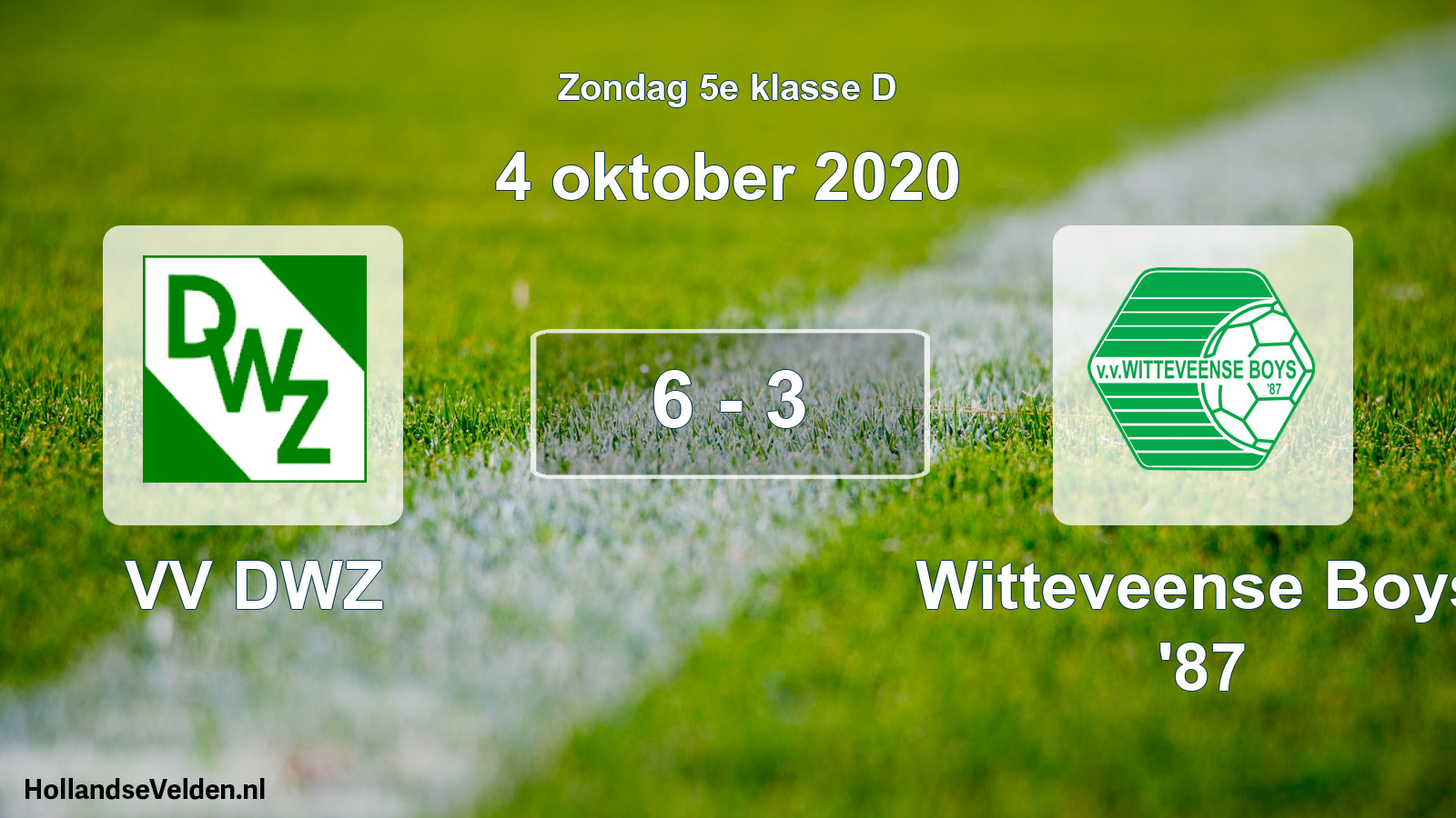 Total number of matches played: VV DWZ - Witteveense Boys '87 6 - 3 (4 October 2020)