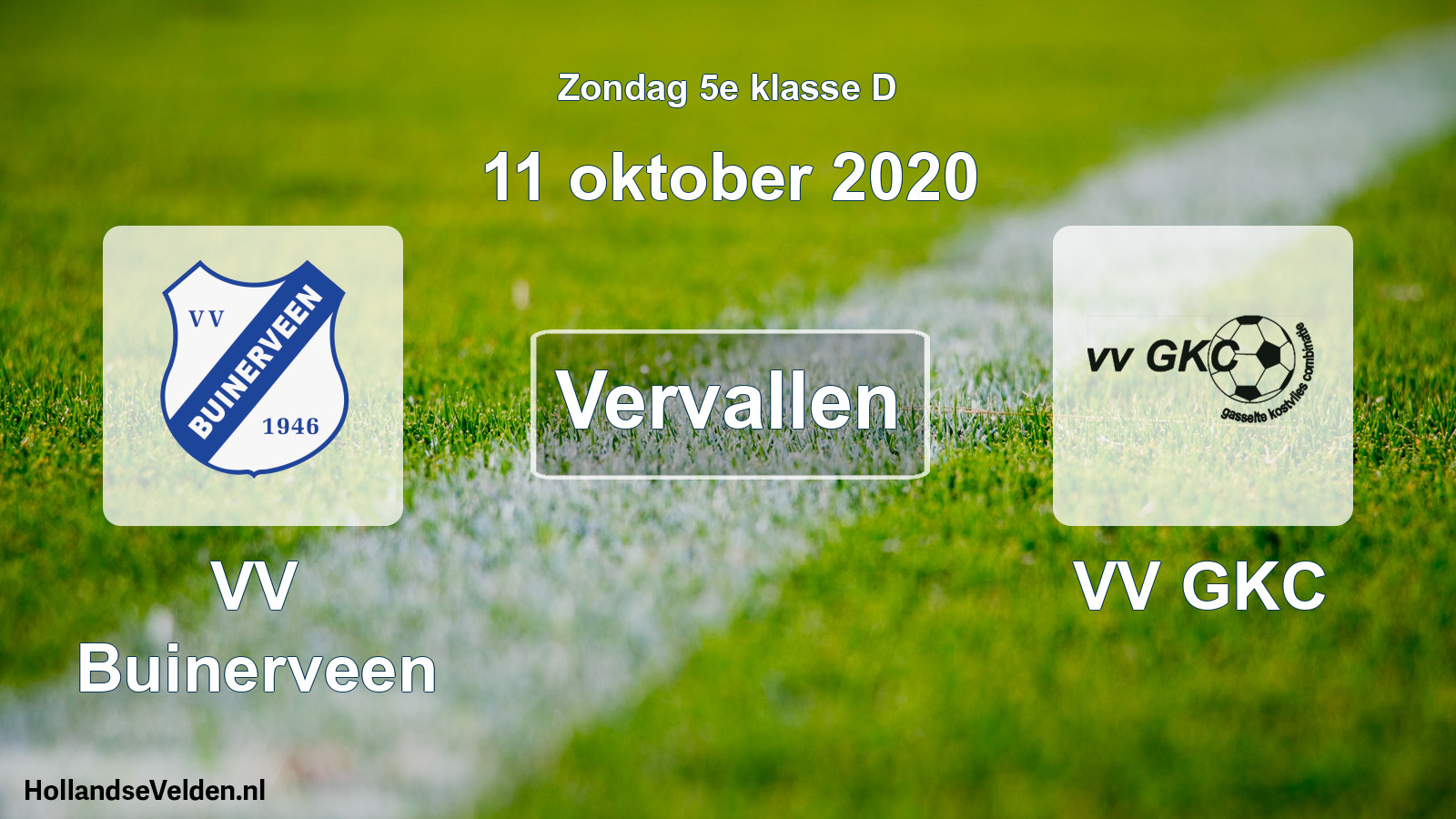 Scheduled Match: VV Buinerveen - VV GKC (11 October 2020)