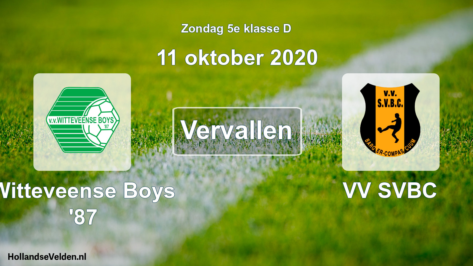 Scheduled Match: Witteveense Boys '87 - VV SVBC (11 October 2020)