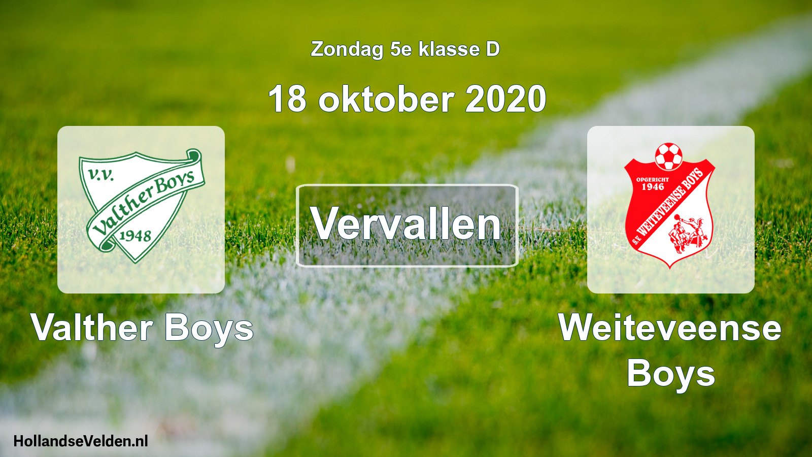 Scheduled Match: Valther Boys - Weiteveense Boys (18 October 2020)
