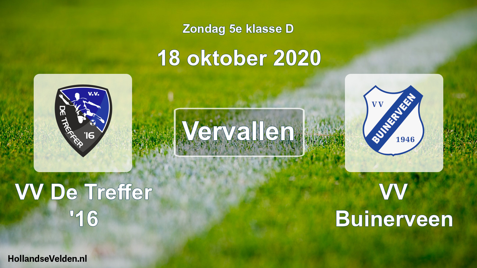 Scheduled Match: VV De Treffer '16 - VV Buinerveen (18 October 2020)
