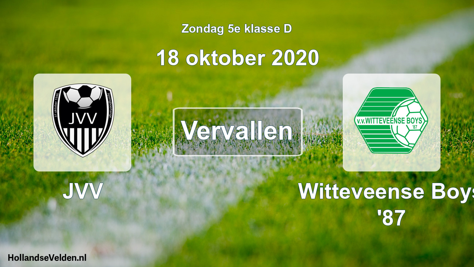 Scheduled Match: JVV - Witteveense Boys '87 (18 October 2020)