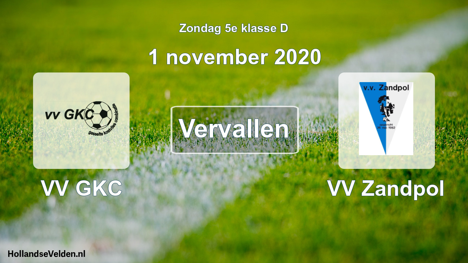 Scheduled Match: VV GKC - VV Zandpol (1 November 2020)