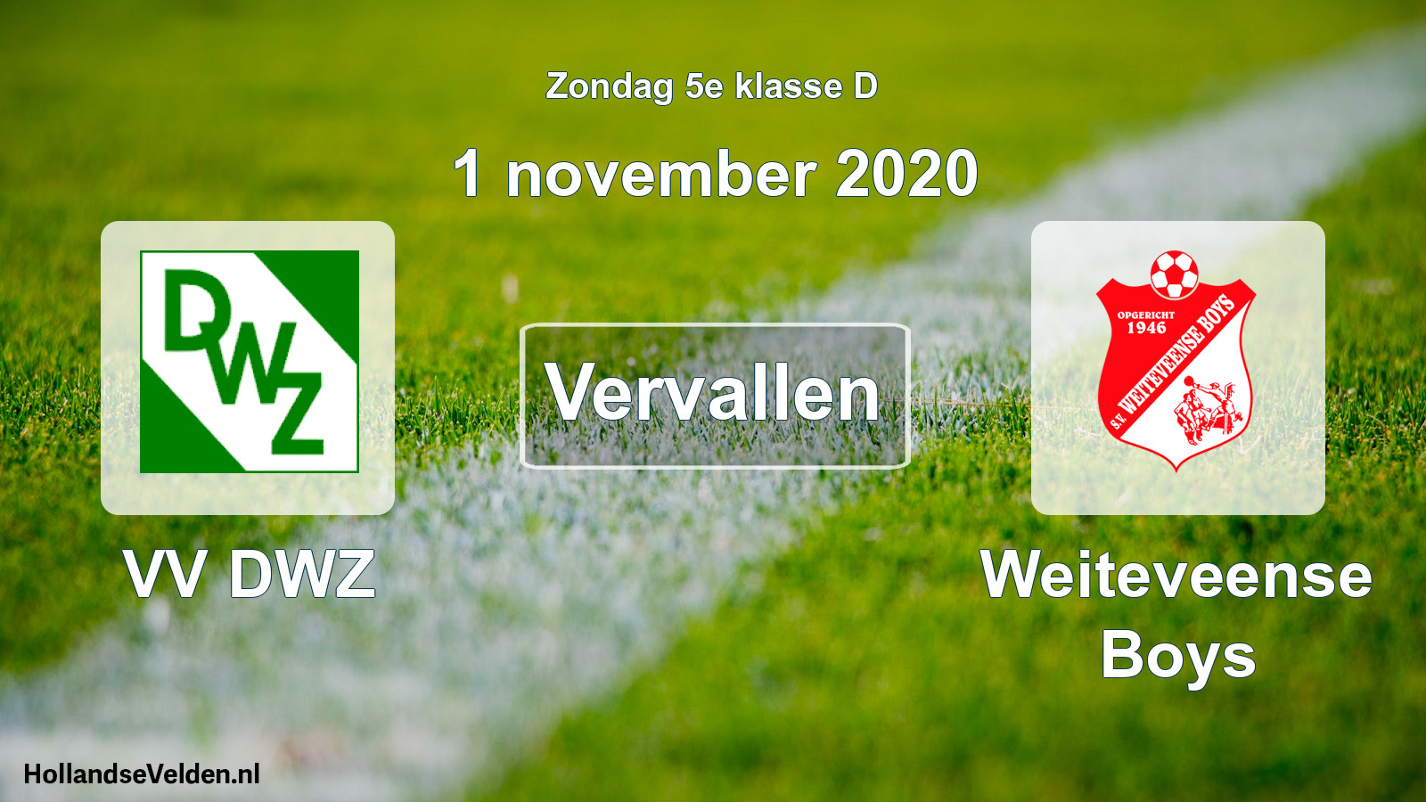 Scheduled Match: VV DWZ - Weiteveense Boys (1 November 2020)