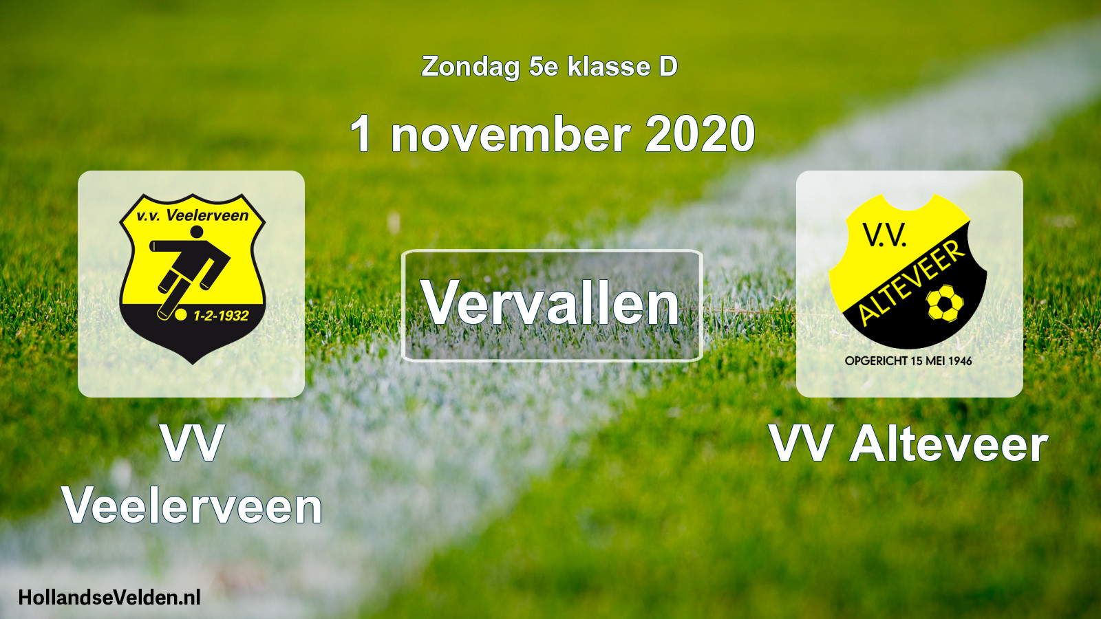 Scheduled Match: VV Veelerveen - VV Alteveer (1 November 2020)