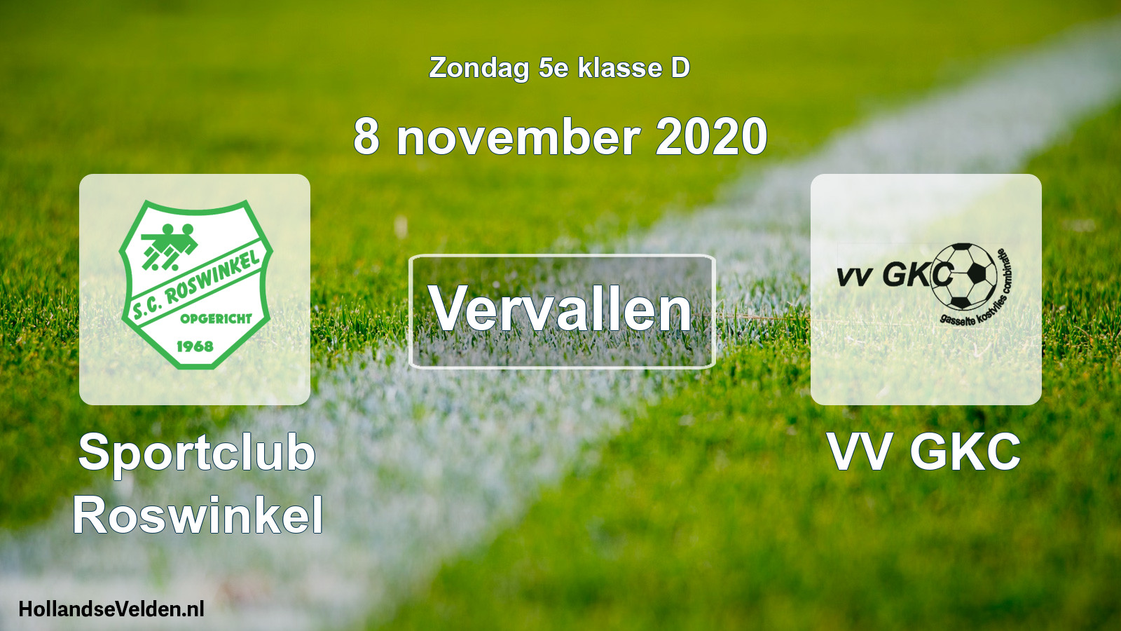Scheduled Match: Sportclub Roswinkel - VV GKC (8 November 2020)
