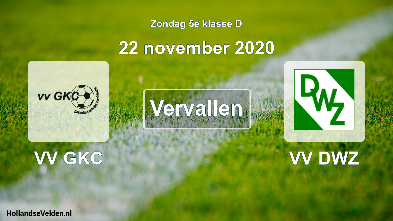 Scheduled Match: VV GKC - VV DWZ (22 November 2020)