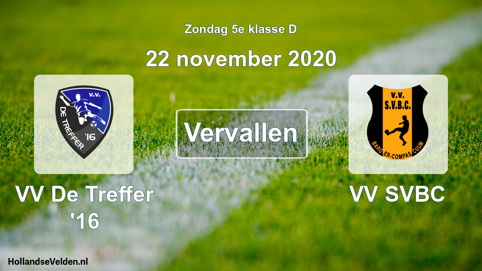 Scheduled Match: VV De Treffer '16 - VV SVBC (22 November 2020)