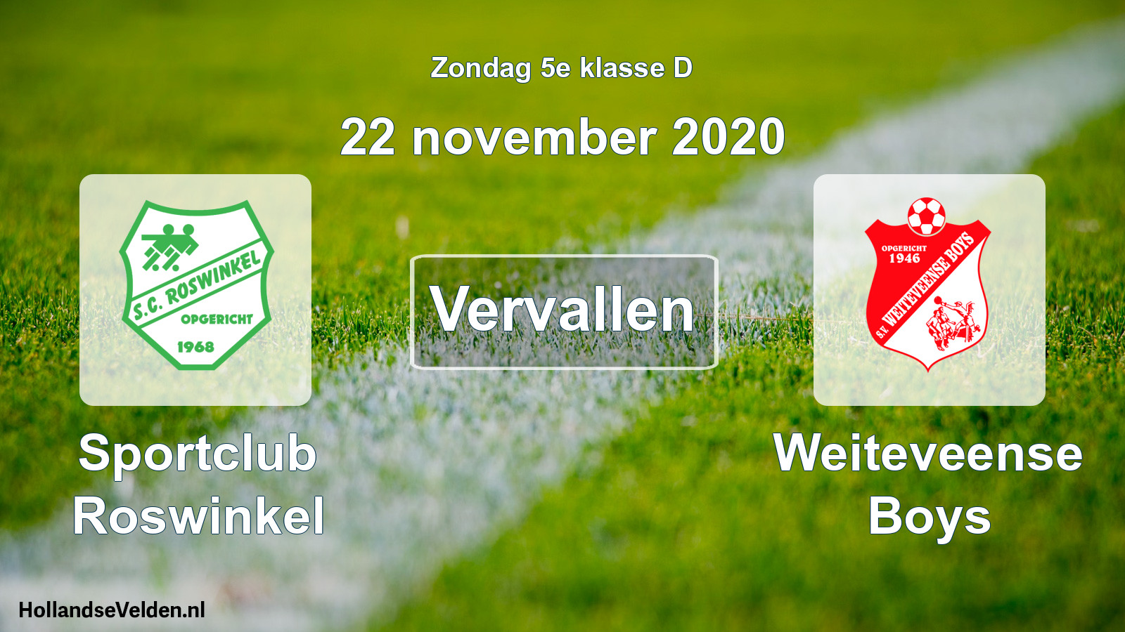 Scheduled Match: Sportclub Roswinkel - Weiteveense Boys (22 November 2020)