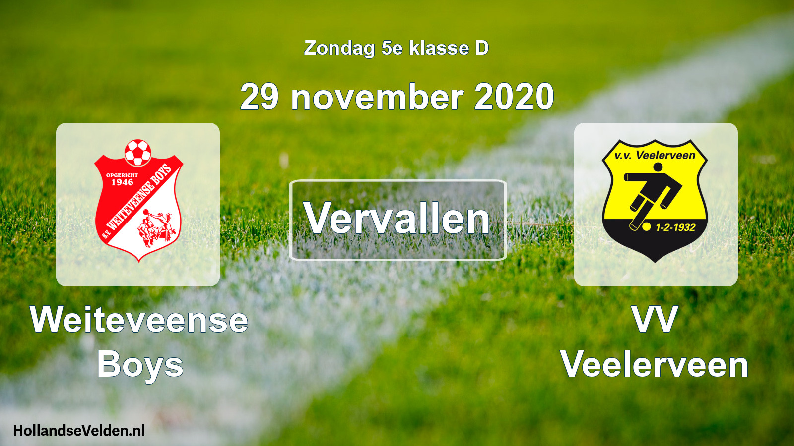 Scheduled Match: Weiteveense Boys - VV Veelerveen (29 November 2020)