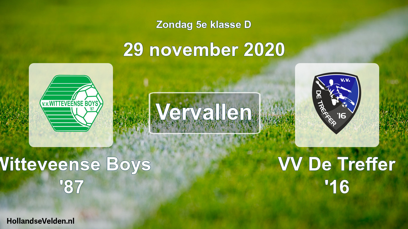 Scheduled Match: Witteveense Boys '87 - VV De Treffer '16 (29 November 2020)