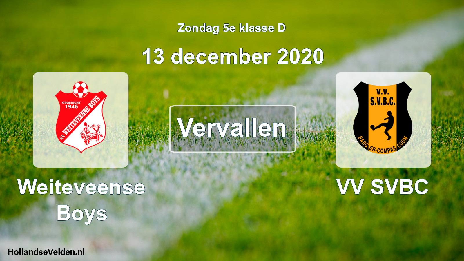 Scheduled Match: Weiteveense Boys - VV SVBC (13 December 2020)