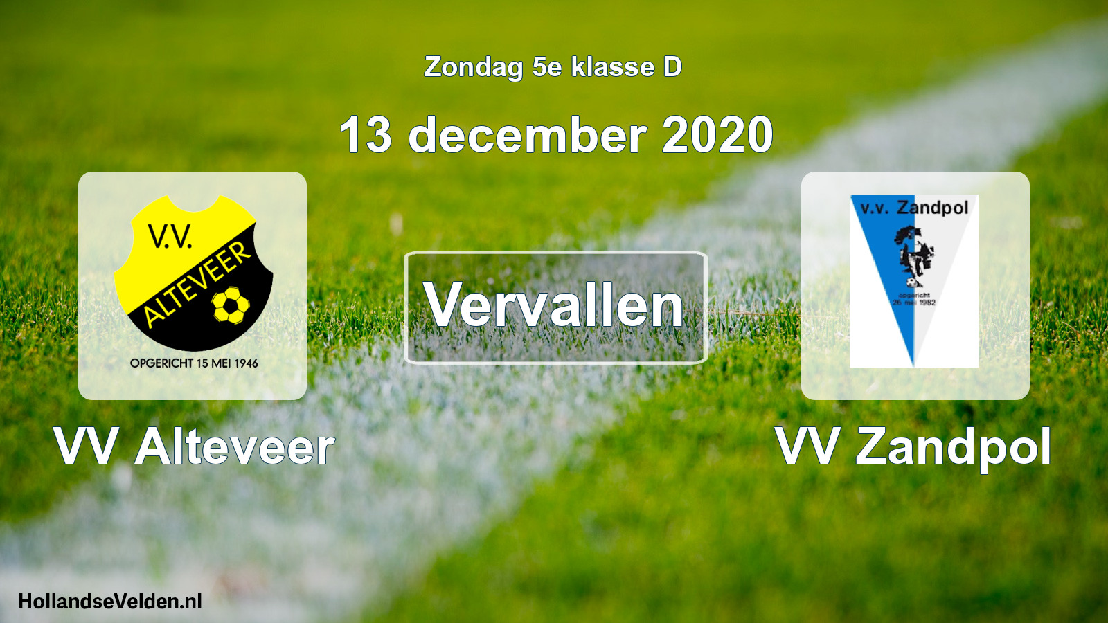 Scheduled Match: VV Alteveer - VV Zandpol (13 December 2020)