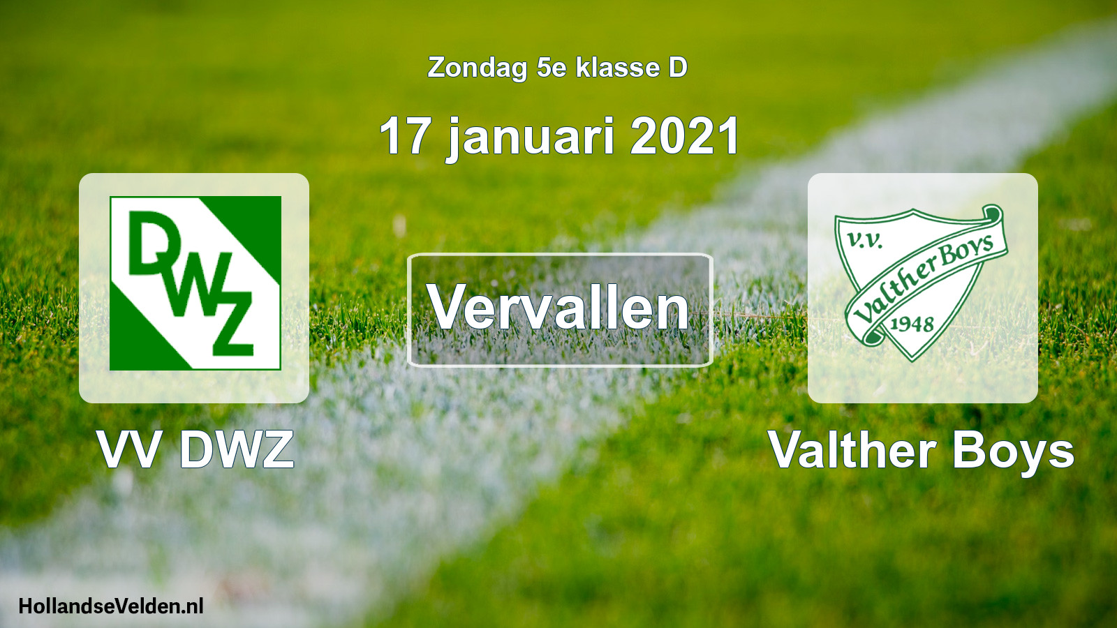 Scheduled Match: VV DWZ - Valther Boys (17 January 2021)