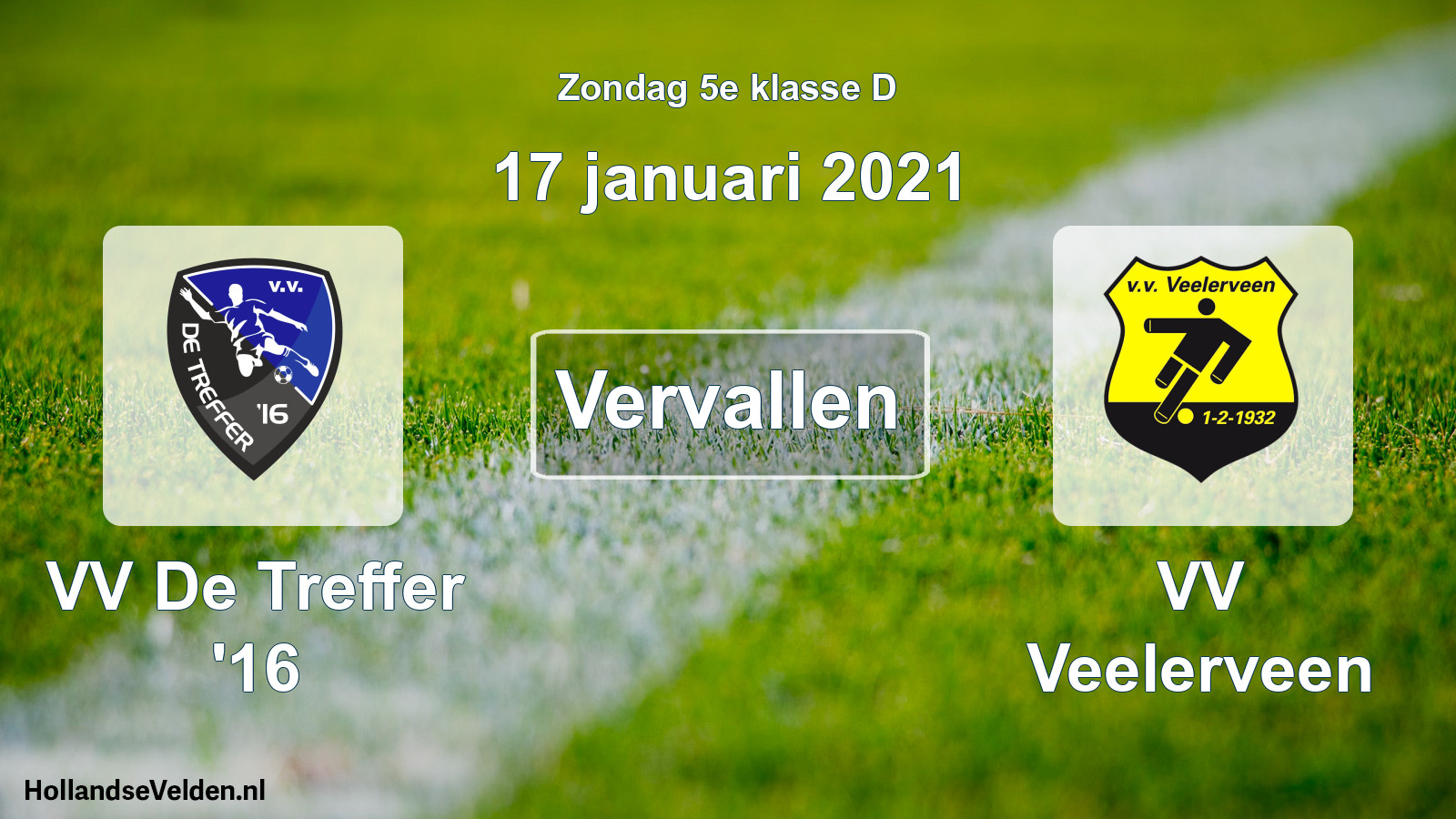 Scheduled Match: VV De Treffer '16 - VV Veelerveen (17 January 2021)