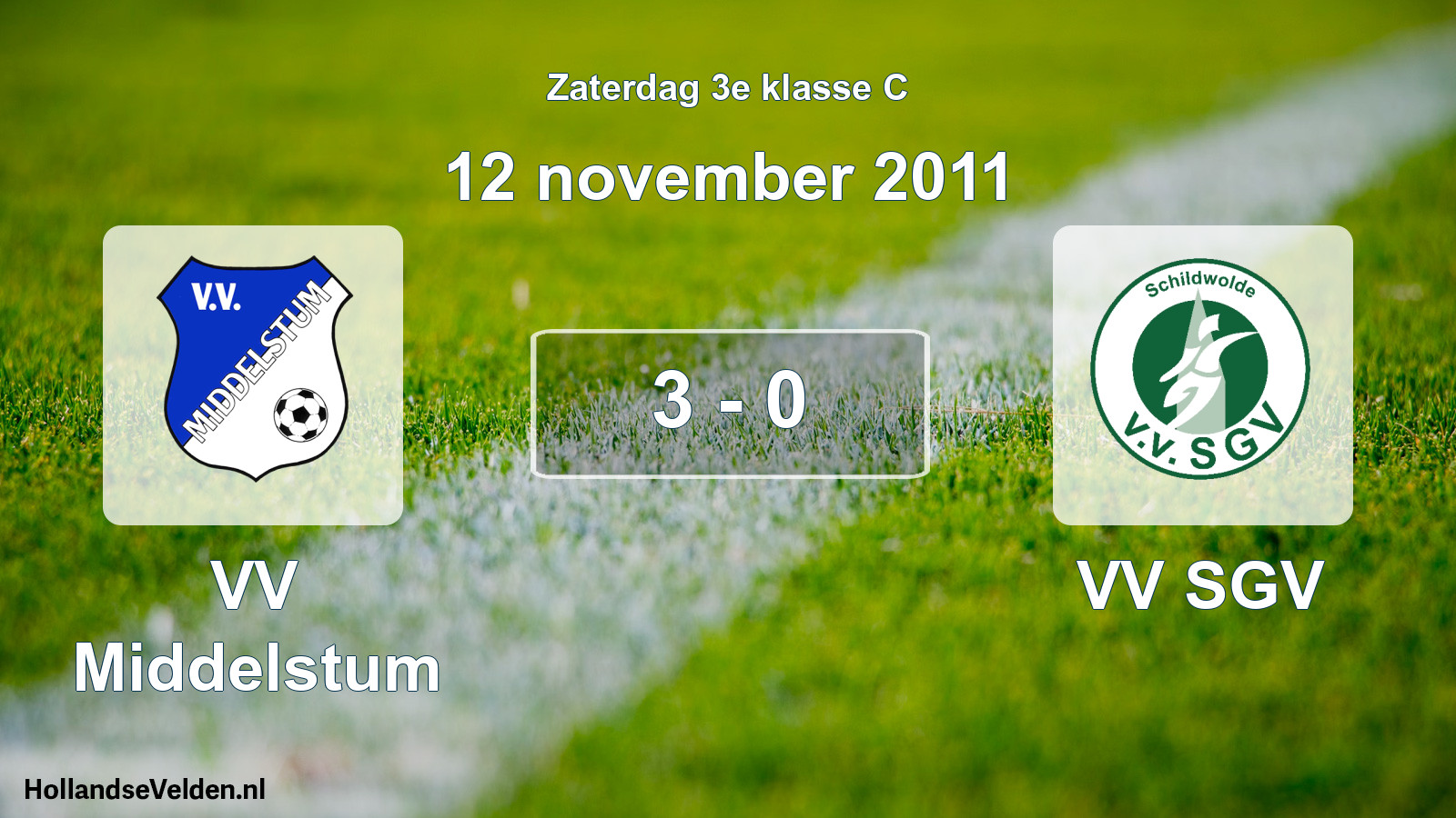 Total number of matches played: VV Middelstum - VV SGV 3 - 0 (12 November 2011)
