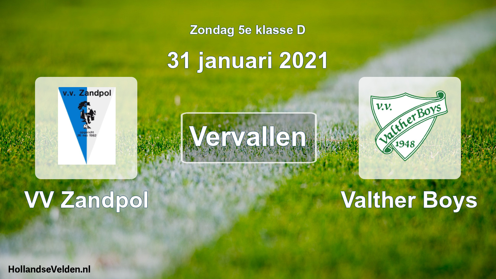 Scheduled Match: VV Zandpol - Valther Boys (31 January 2021)