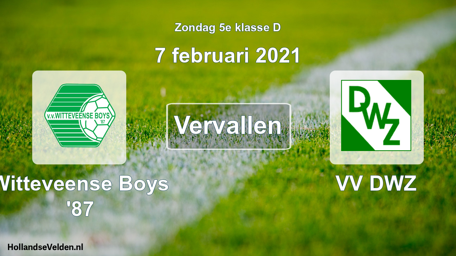 Scheduled Match: Witteveense Boys '87 - VV DWZ (7 February 2021)