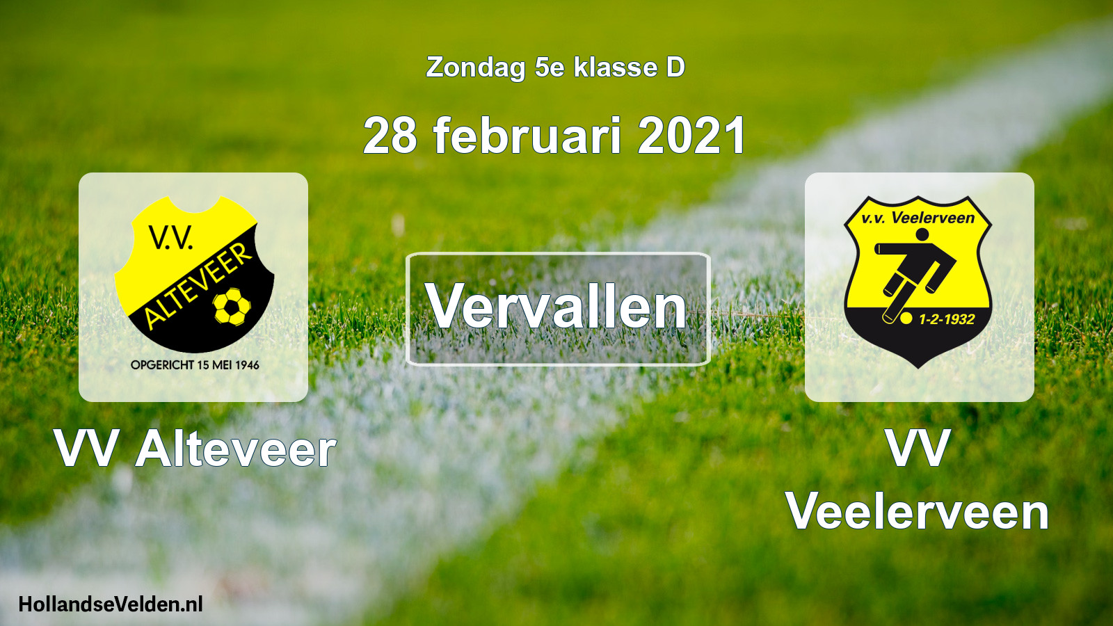 Scheduled Match: VV Alteveer - VV Veelerveen (28 February 2021)