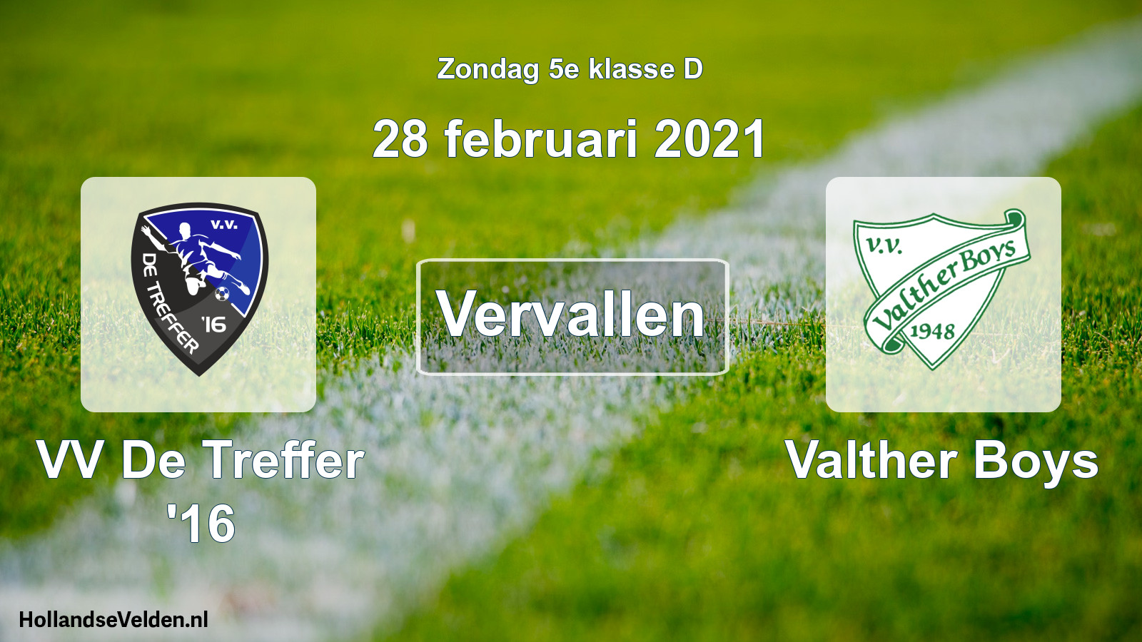 Scheduled Match: VV De Treffer '16 - Valther Boys (28 February 2021)