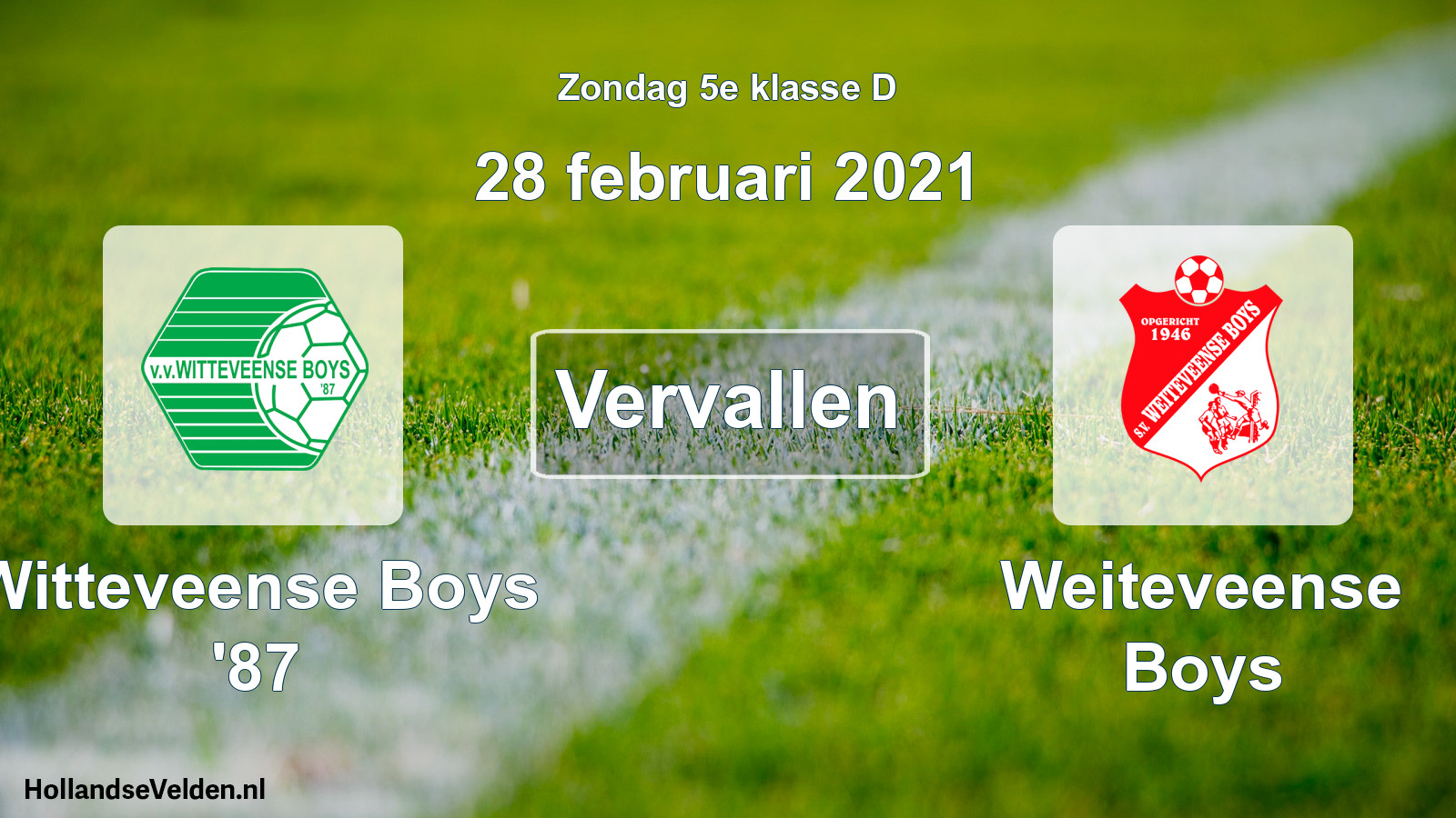 Scheduled Match: Witteveense Boys '87 - Weiteveense Boys (28 February 2021)