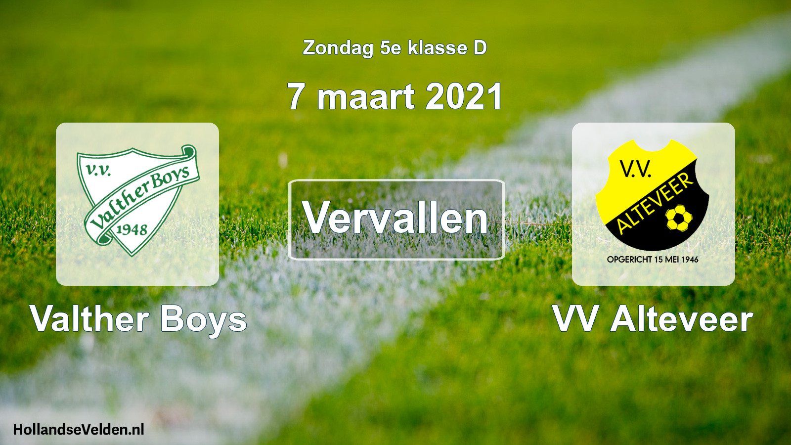 Scheduled Match: Valther Boys - VV Alteveer (7 March 2021)