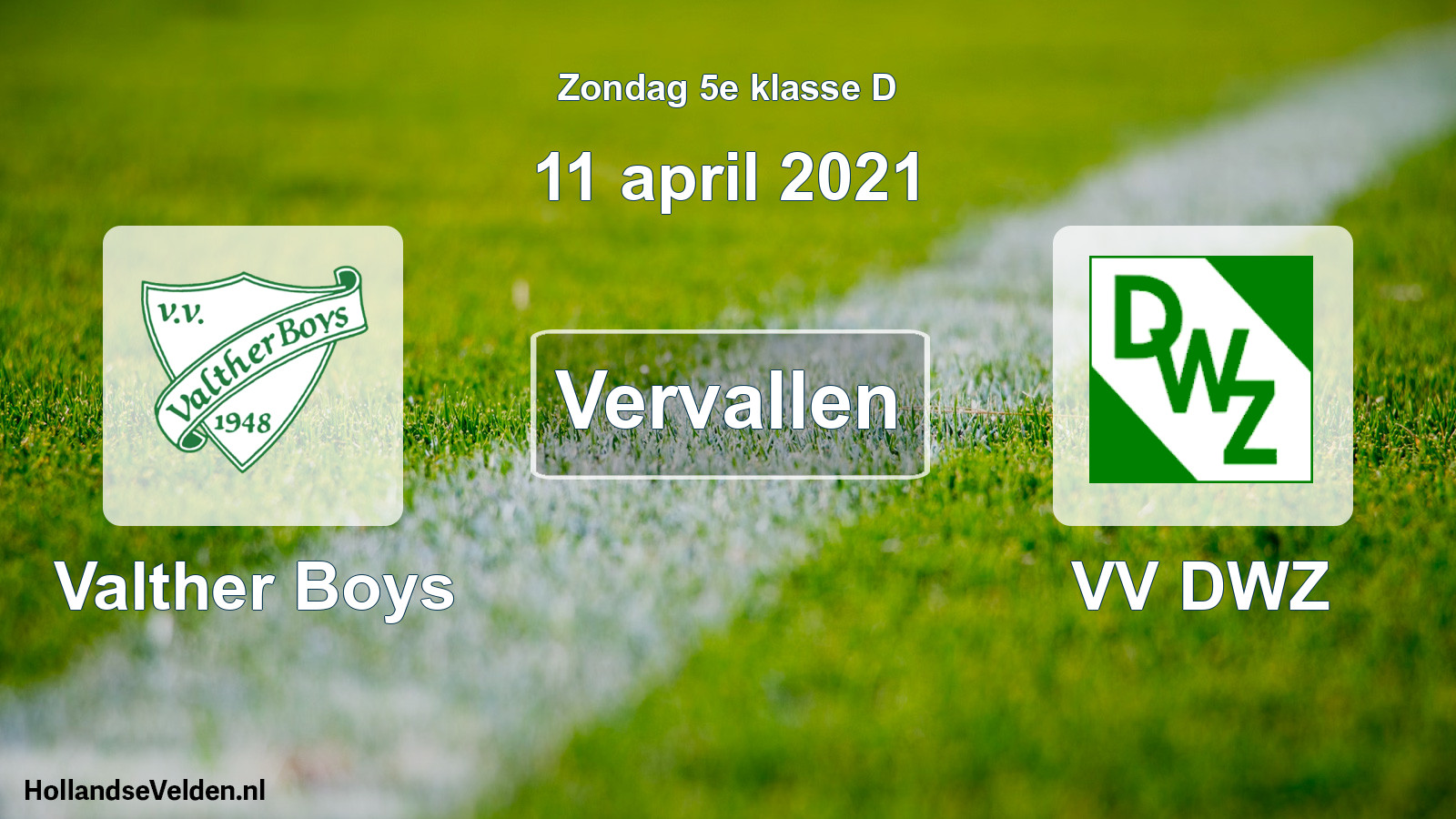 Scheduled Match: Valther Boys - VV DWZ (11 April 2021)