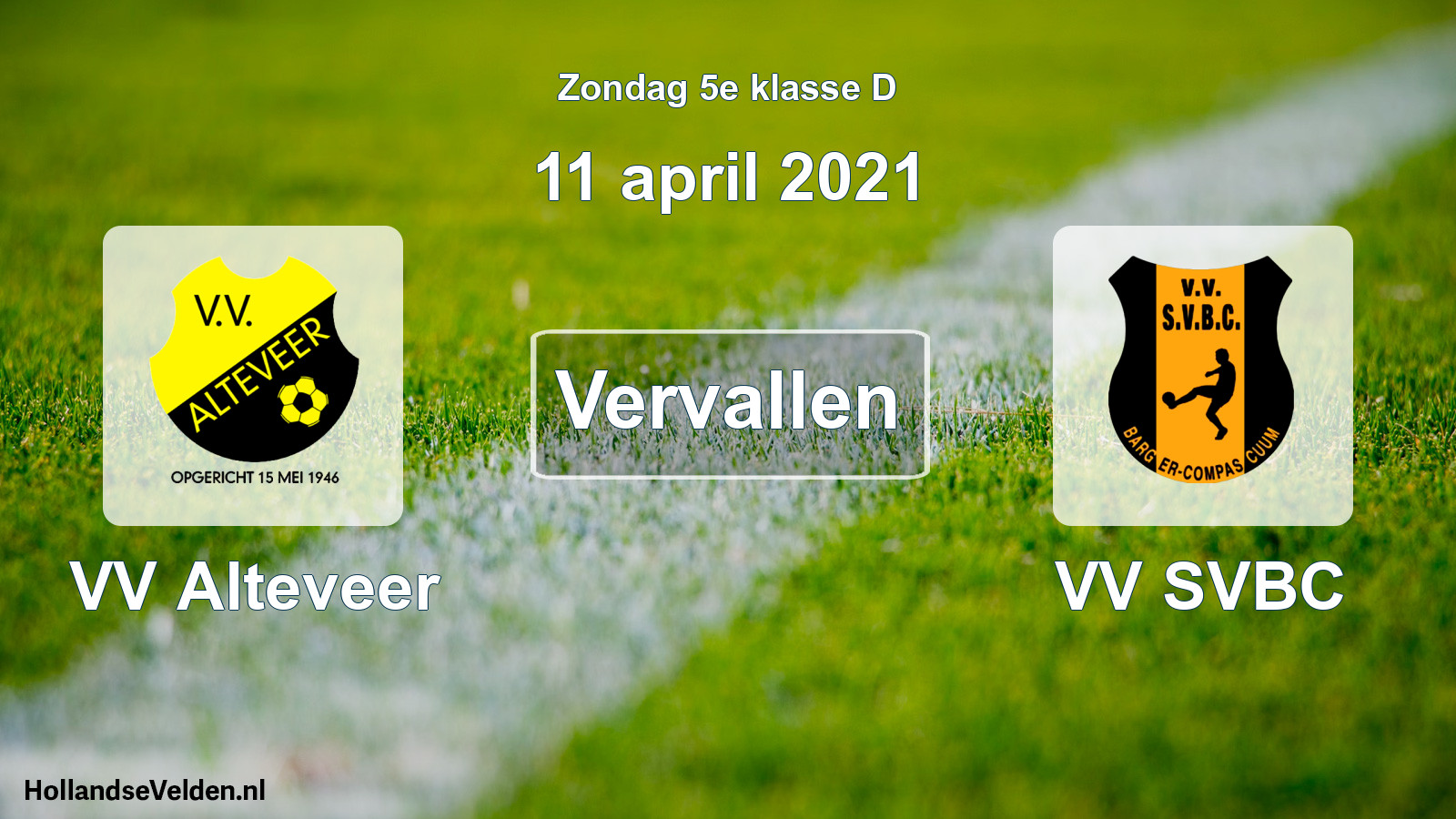 Scheduled Match: VV Alteveer - VV SVBC (11 April 2021)
