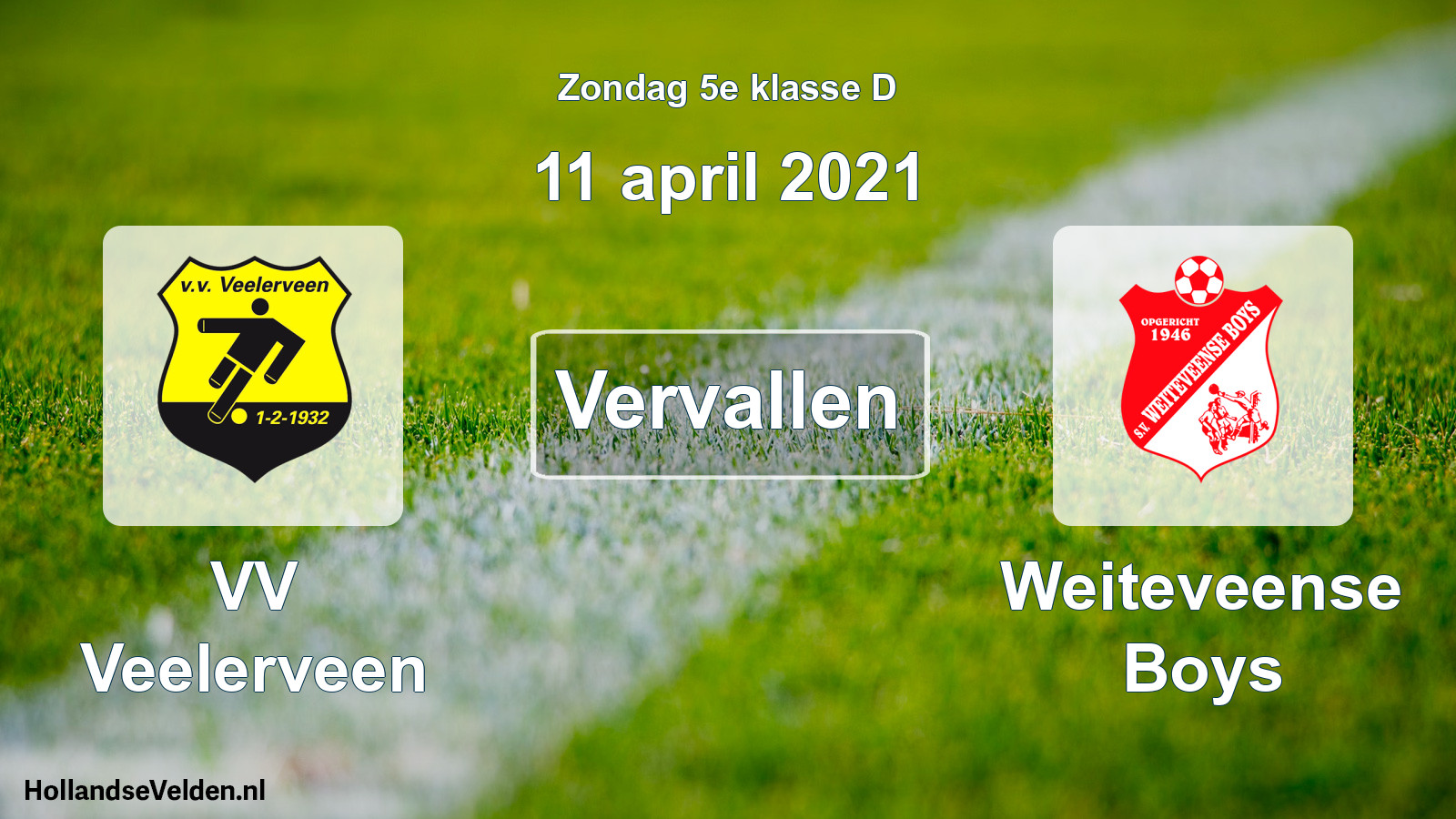 Scheduled Match: VV Veelerveen - Weiteveense Boys (11 April 2021)