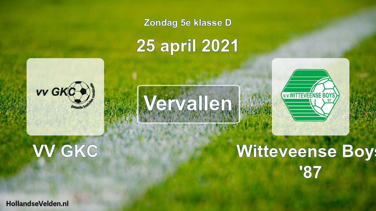 Scheduled Match: VV GKC - Witteveense Boys '87 (25 April 2021)