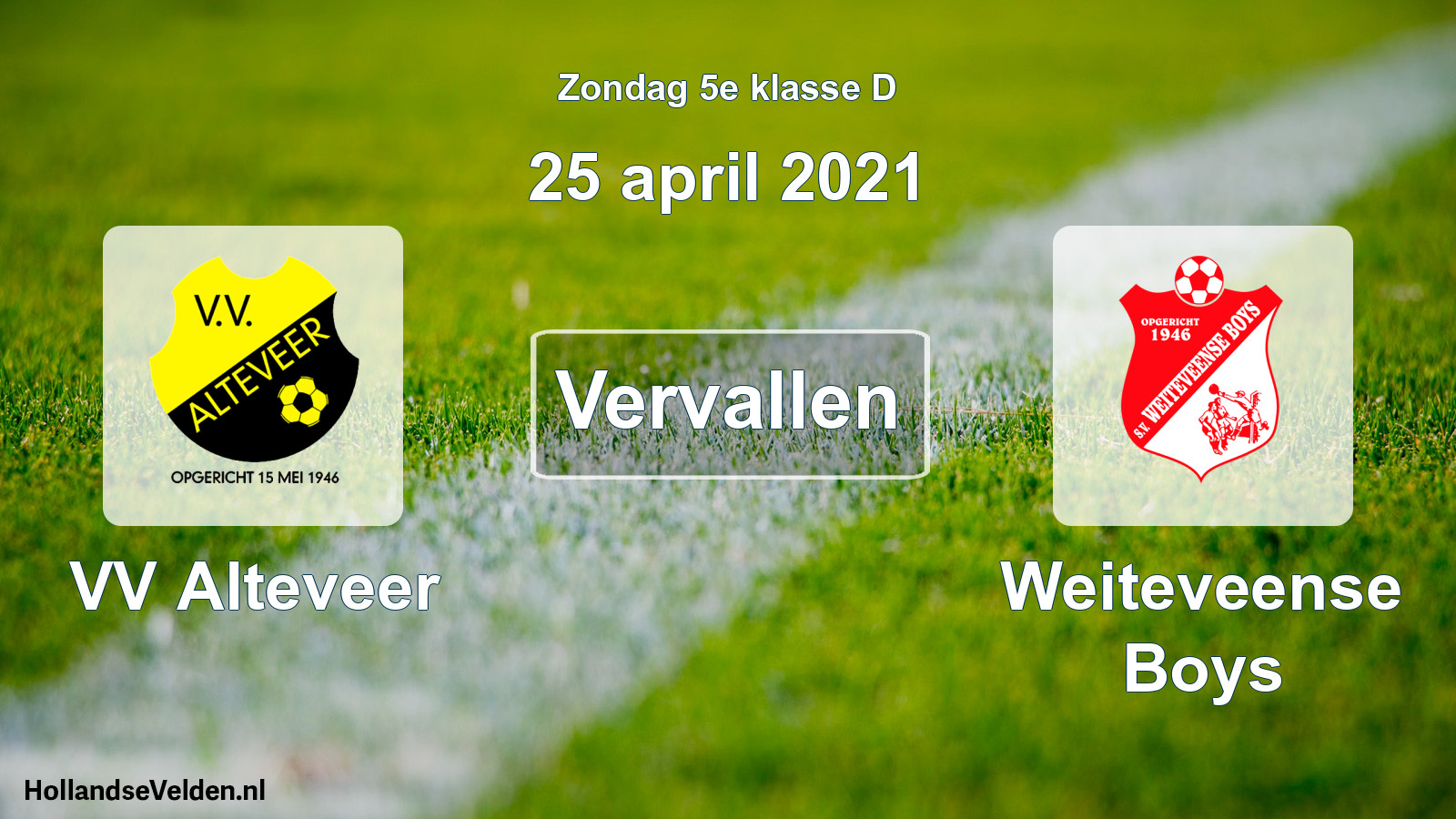 Scheduled Match: VV Alteveer - Weiteveense Boys (25 April 2021)