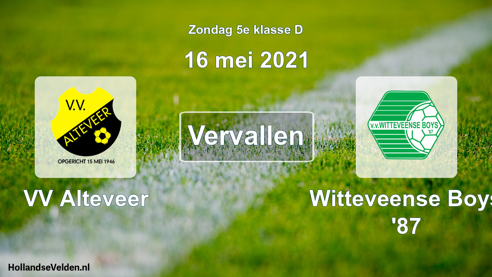 Scheduled Match: VV Alteveer - Witteveense Boys '87 (16 May 2021)