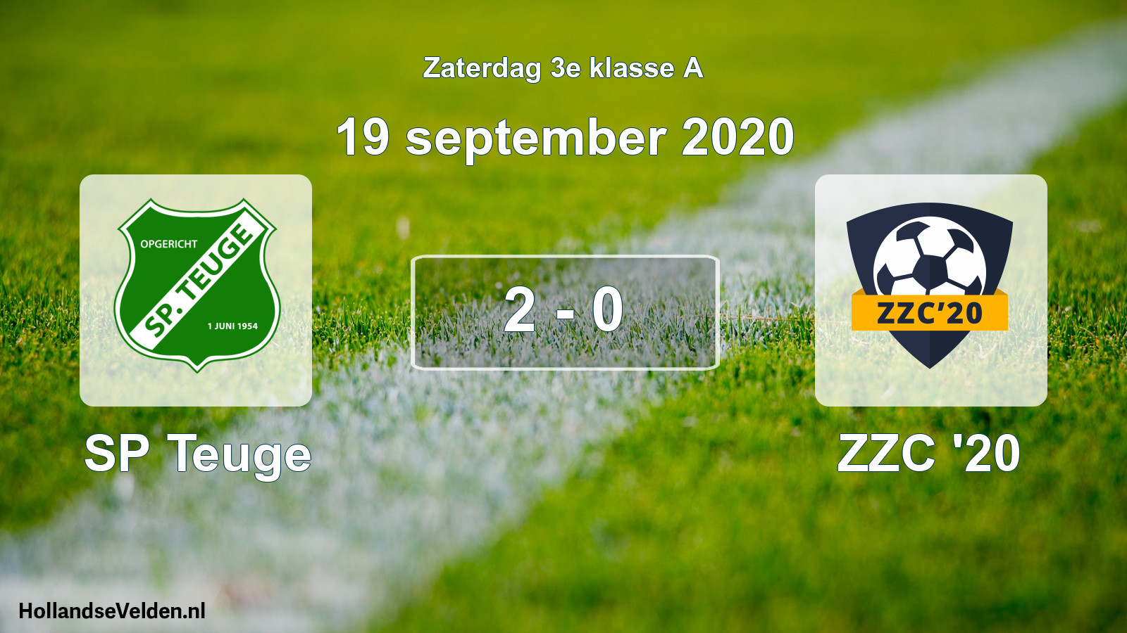 Total number of matches played: SP Teuge - ZZC '20 2 - 0 (19 September 2020)